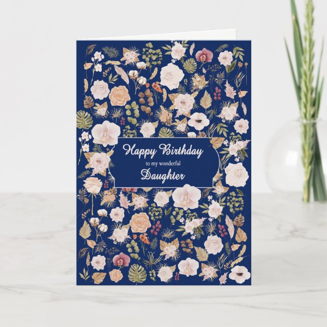 Daughter Birthday Scattered Flowers  Card (Front)