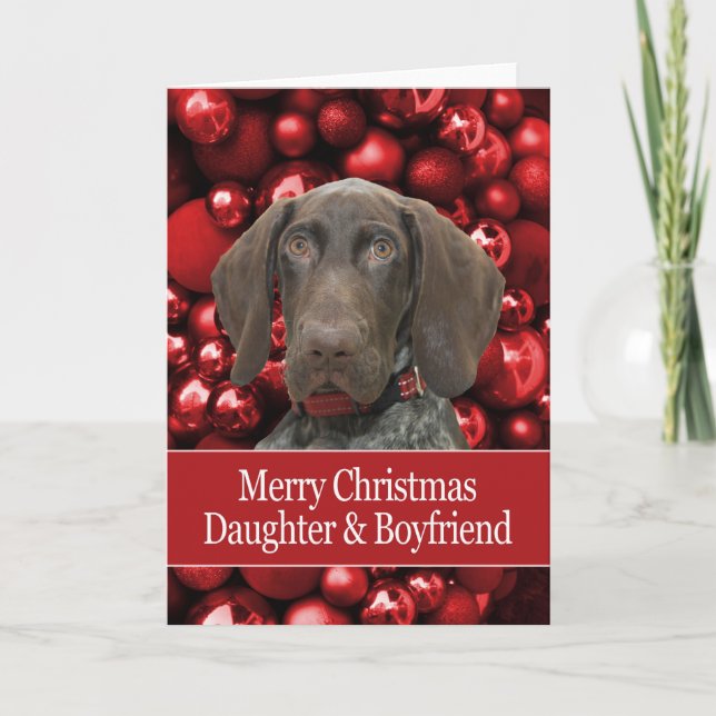 Daughter & Boyfriend  Glossy Grizzly Christmas Holiday Card (Front)