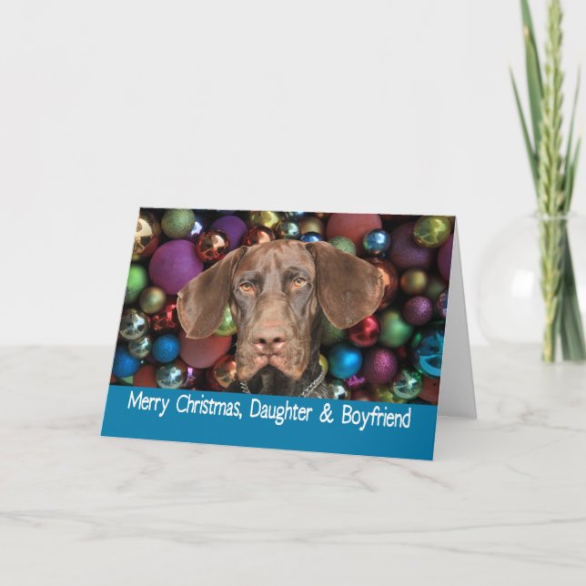 Daughter & Boyfriend  Glossy Grizzly Christmas Holiday Card (Front)