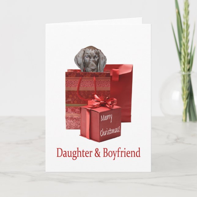Daughter & Boyfriend  Glossy Grizzly Christmas Holiday Card (Front)