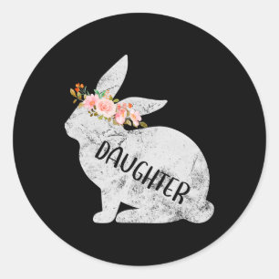 Daughter Bunny Matching Family Floral Bunny Rabbit Classic Round Sticker