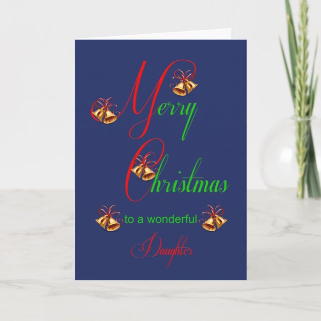 Daughter Christmas Bells Holiday Card (Front)
