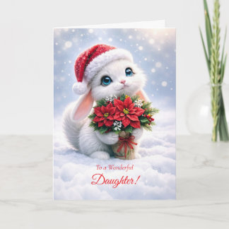 Daughter Christmas Happy Holidays Cute White Bunny Card