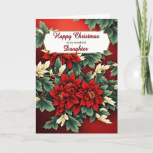 Daughter Christmas Poinsettias Holiday Card
