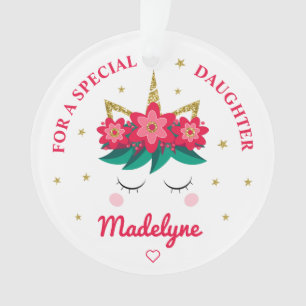 Daughter Christmas Unicorn Personalised Ornament