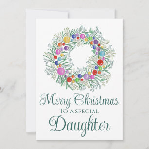 Daughter colourful Christmas Wreath Holiday Card