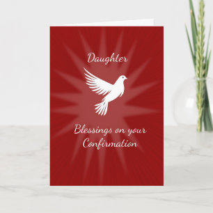 Daughter Confirmation Religious Red Dove Rays Desi Card