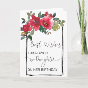 Daughter Custom Floral  Watercolor Birthday  Card