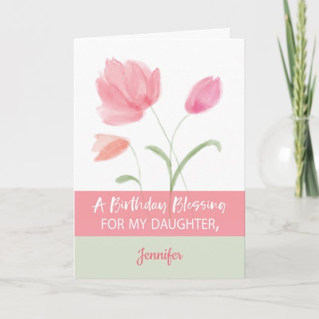 Daughter Custom Name Religious Birthday Blessings Card (Front)
