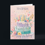Daughter delightful happy birthday cake  card<br><div class="desc">Designed by The Arty Apples Limited




generativecontent</div>