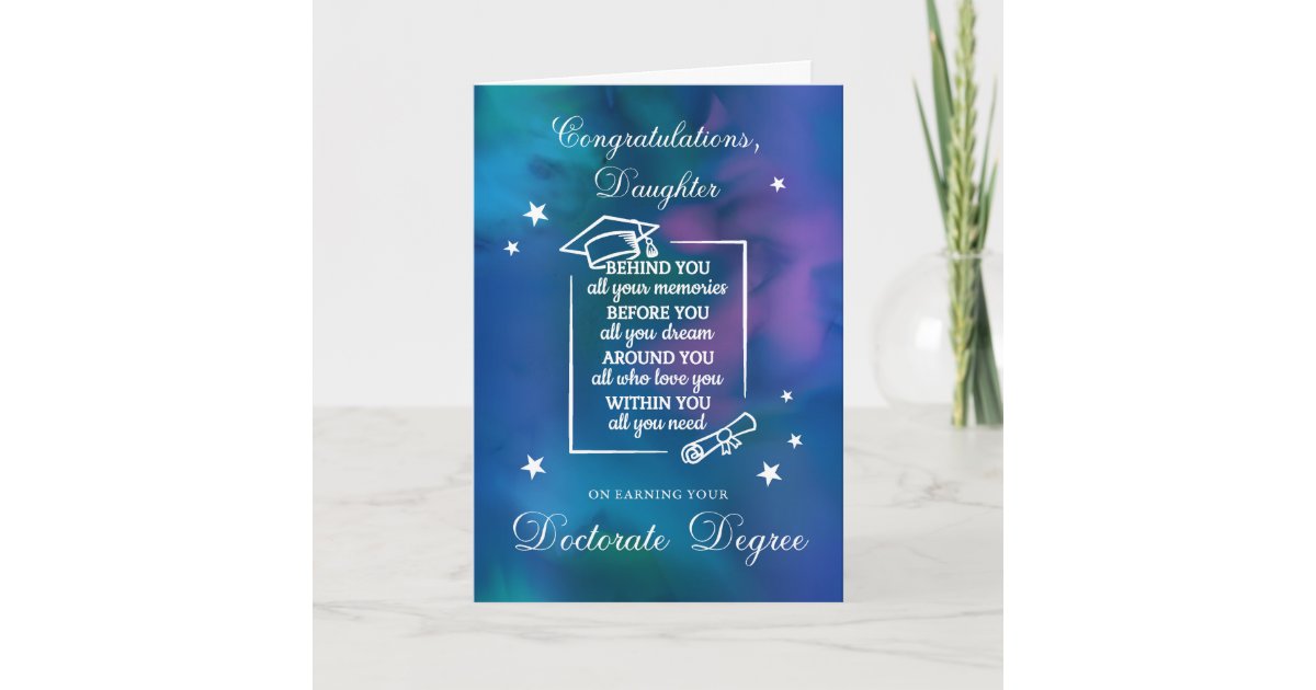Daughter Doctorate PHD Graduate Congratulations Card | Zazzle
