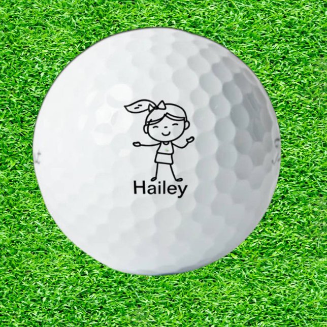 DAUGHTER Doodle stick people Personalised GIFT Golf Balls (Tee off with a smile: Perfectly Doodled Joy!)
