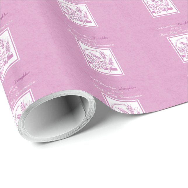 Daughter First Communion, Pink Wrapping Paper (Roll Corner)
