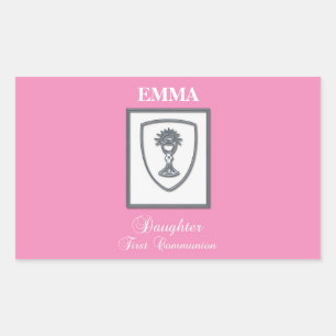 Daughter, First Communion Silver Chalice Rectangular Sticker