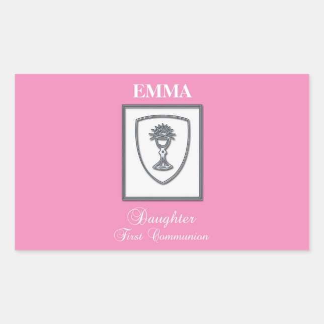 Daughter, First Communion Silver Chalice Rectangular Sticker (Front)