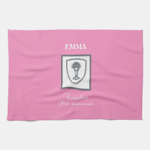 Daughter, First Communion Silver Chalice Tea Towel