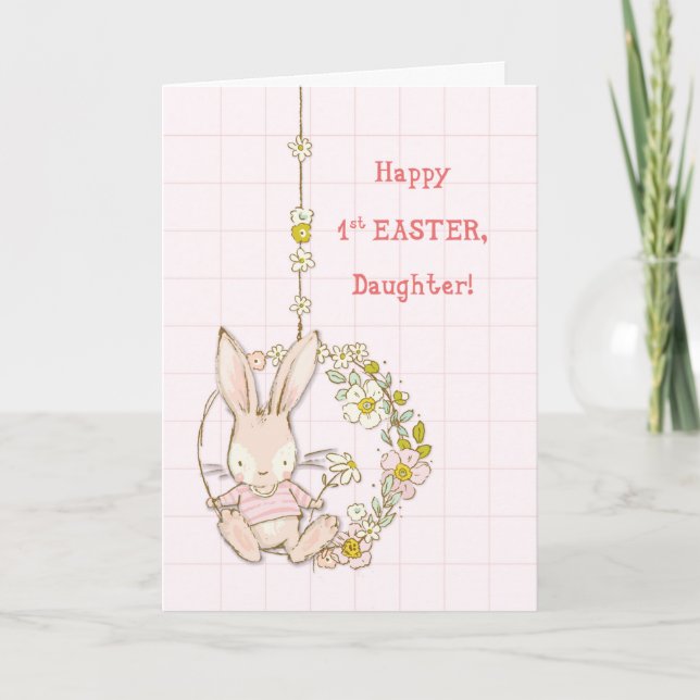 Daughter First Easter Bunny on Flower Swing Card (Front)