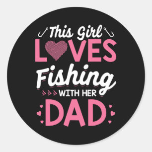 Daughter Fishing Shirt Dad Daughter Matching Fishi Classic Round Sticker