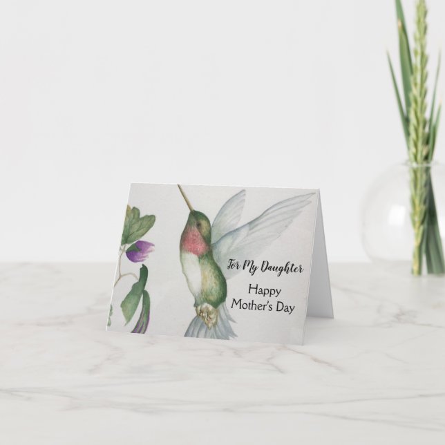 Daughter For Mother's Day Hummingbird Art Card (Front)