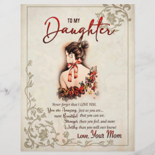 Daughter Gift Letter To My Daughter From Mum Custom Letterhead