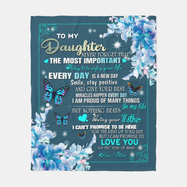 Daughter Gift | Letter To My Daughter From Mum Fleece Blanket (Front)