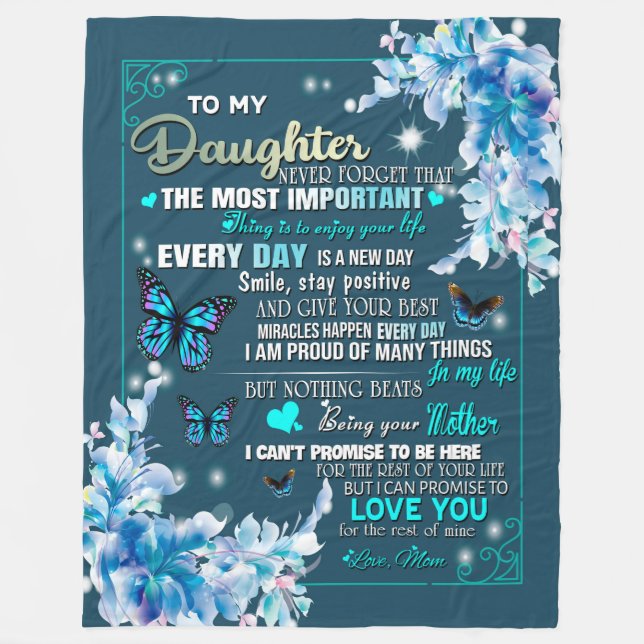 Daughter Gift | Letter To My Daughter From Mum Fleece Blanket (Front)