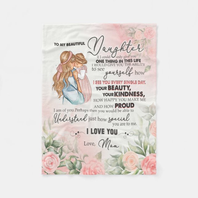 Daughter Gift | Letter To My Daughter From Mum Fleece Blanket (Front)