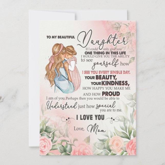 Daughter Gift | Letter To My Daughter From Mum Holiday Card (Front)