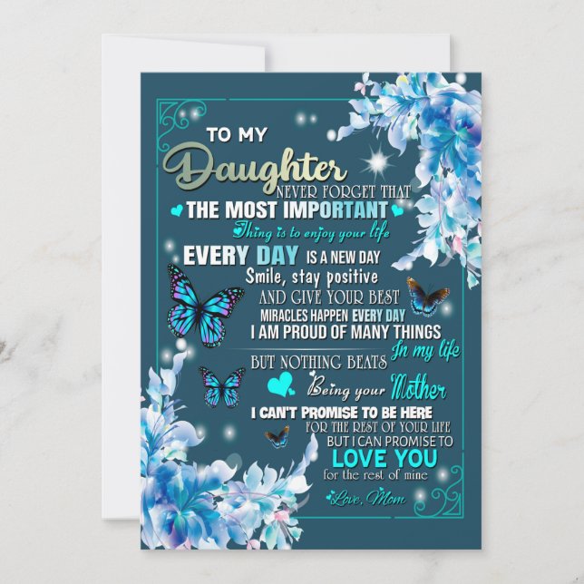 Daughter Gift | Letter To My Daughter From Mum Holiday Card (Front)