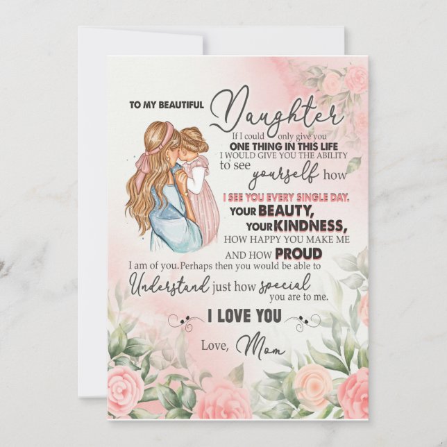 Daughter Gift | Letter To My Daughter From Mum Invitation (Front)