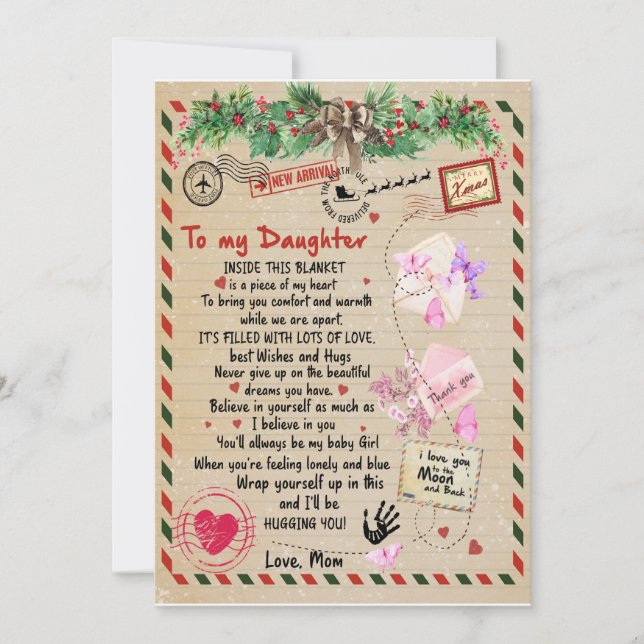 Daughter Gift | Letter To My Daughter From Mum Invitation (Front)