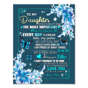 Daughter Gift   Letter To My Daughter From Mum Photo Print