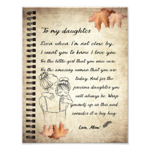 Daughter Gift Letter To My Daughter From Mum Photo Print