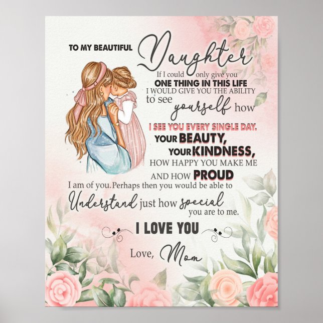 Daughter Gift | Letter To My Daughter From Mum Poster (Front)