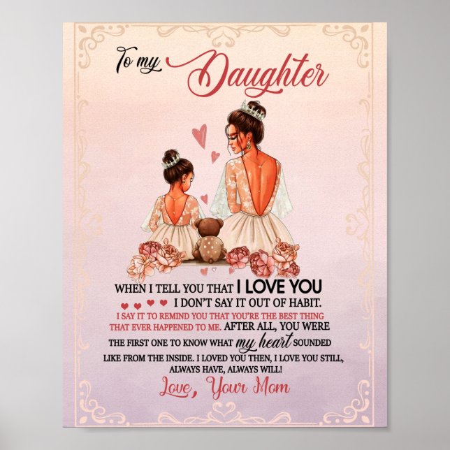 Daughter Gift | Letter To My Daughter From Mum Poster (Front)