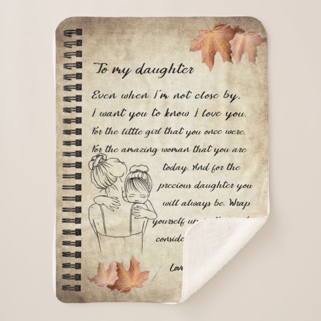 Daughter Gift | Letter To My Daughter From Mum Sherpa Blanket (Front)