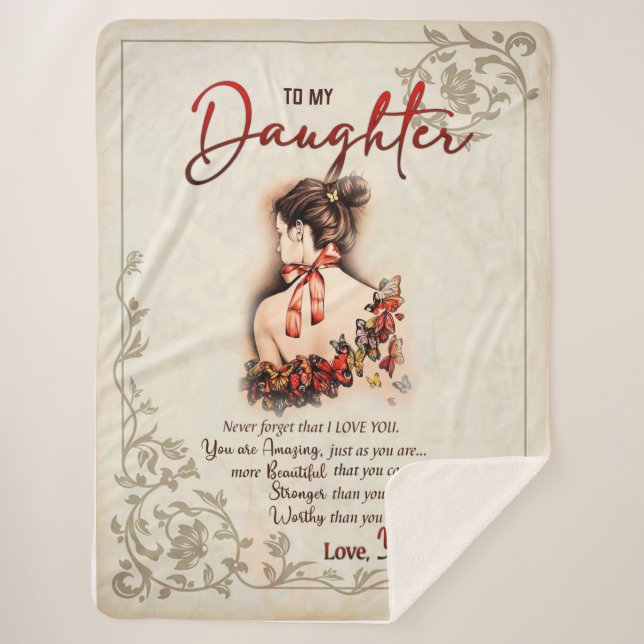 Daughter Gift | Letter To My Daughter From Mum Sherpa Blanket (Front)