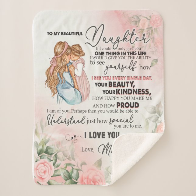 Daughter Gift | Letter To My Daughter From Mum Sherpa Blanket (Front)