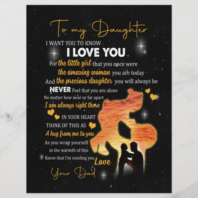 Daughter Gift |Letter To My Daughter Love From Dad Custom Letterhead (Front)