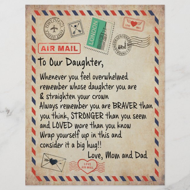 Daughter Gift | To Our Daughter Love From Mum Dad Custom Letterhead (Front)