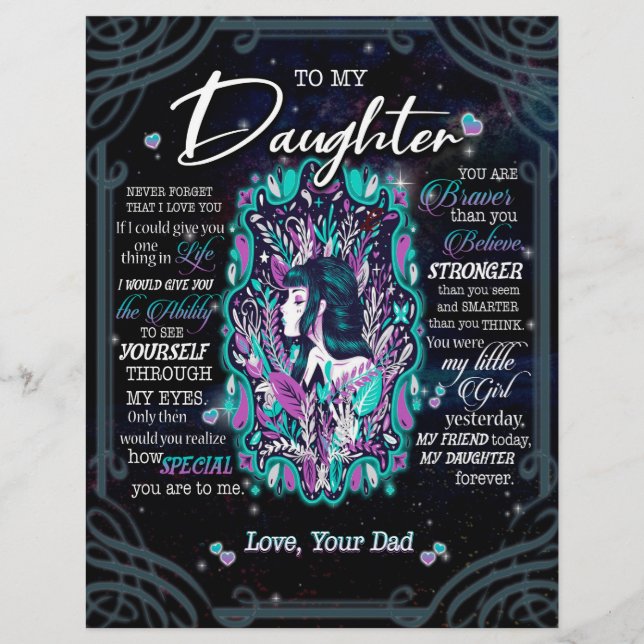 Daughter Gifts | Letter To My Daughter From Dad Custom Letterhead (Front)