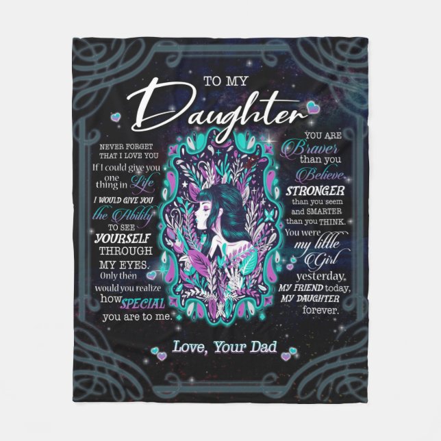 Daughter Gifts | Letter To My Daughter From Dad Fleece Blanket (Front)