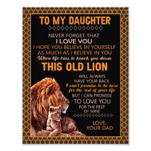 Daughter Gifts Letter To My Daughter From Dad Photo Print