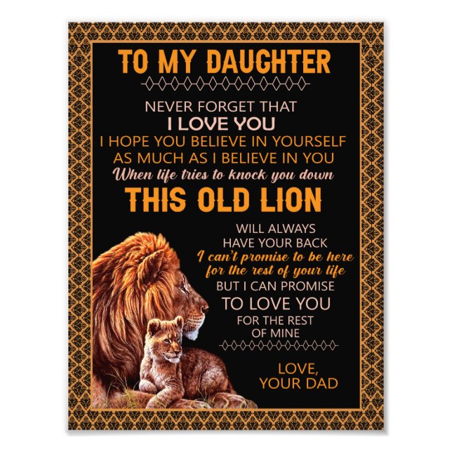 Daughter Gifts | Letter To My Daughter From Dad Photo Print (Front)