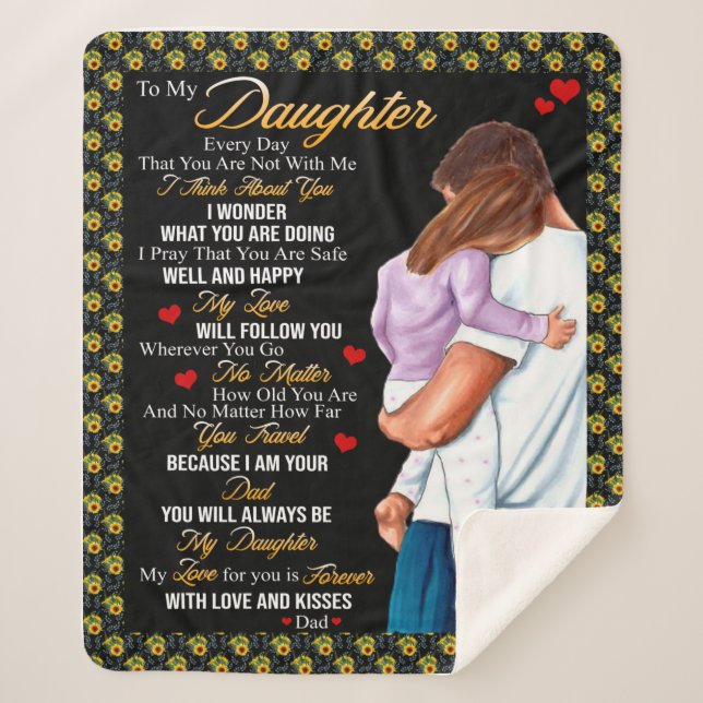 Daughter Gifts | Letter To My Daughter From Dad Sherpa Blanket (Front)
