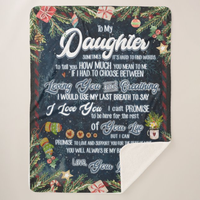 Daughter Gifts | Letter To My Daughter From Dad Sherpa Blanket (Front)