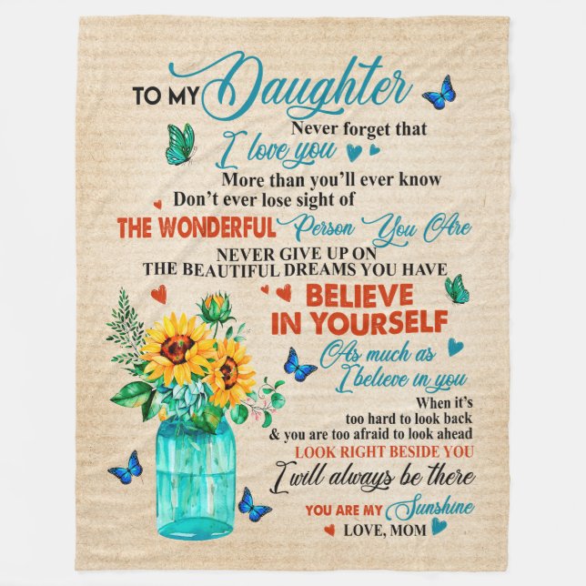 Daughter Gifts | Letter To My Daughter From Mum Fleece Blanket (Front)