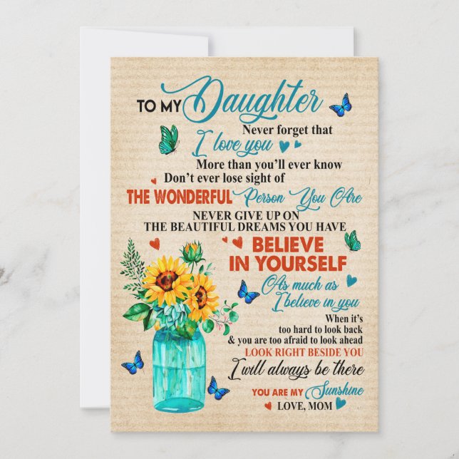 Daughter Gifts | Letter To My Daughter From Mum Holiday Card (Front)