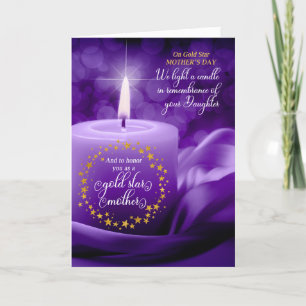 Daughter Gold Star Father's Day Purple Candle Holiday Card