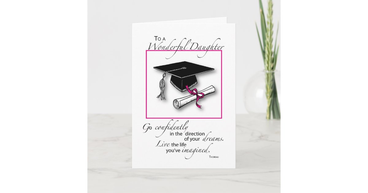 Daughter Graduation Pink Black Card | Zazzle.co.uk